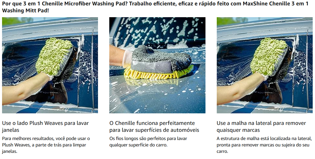 MAXSHINE - CHENILLE MICROFIBER 3 IN 1 WASH MITT