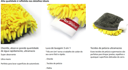 MAXSHINE - CHENILLE MICROFIBER 3 IN 1 WASH MITT