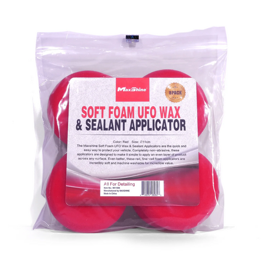 MAXSHINE - SOFT FOAM UFO WAXING/SEALANT APPLICATOR RED - KIT 8
